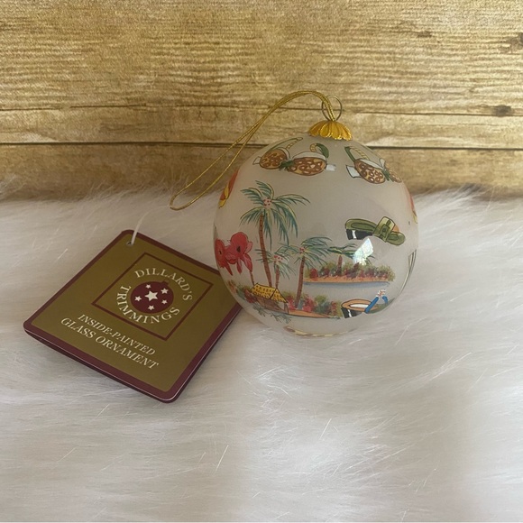 Dillards Trimmings TROPICAL Li Bien Painted Glass Ball Ornament - Picture 2 of 10